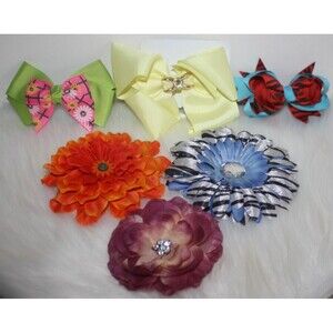 Lot Of Toddler Girls Stretch Headbands Flowers Rhinestones Pink Yellow Gray NWOT